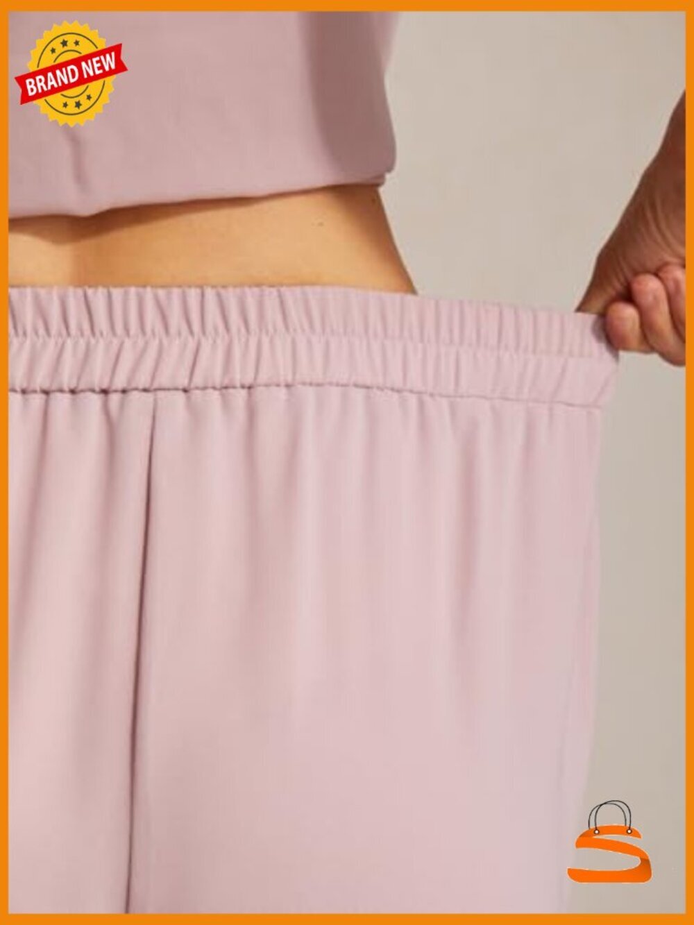 Wide Leg Palazzo Pants Elastic Waist Dressy Casual Work Slacks with Pockets - Picture 6 of 7